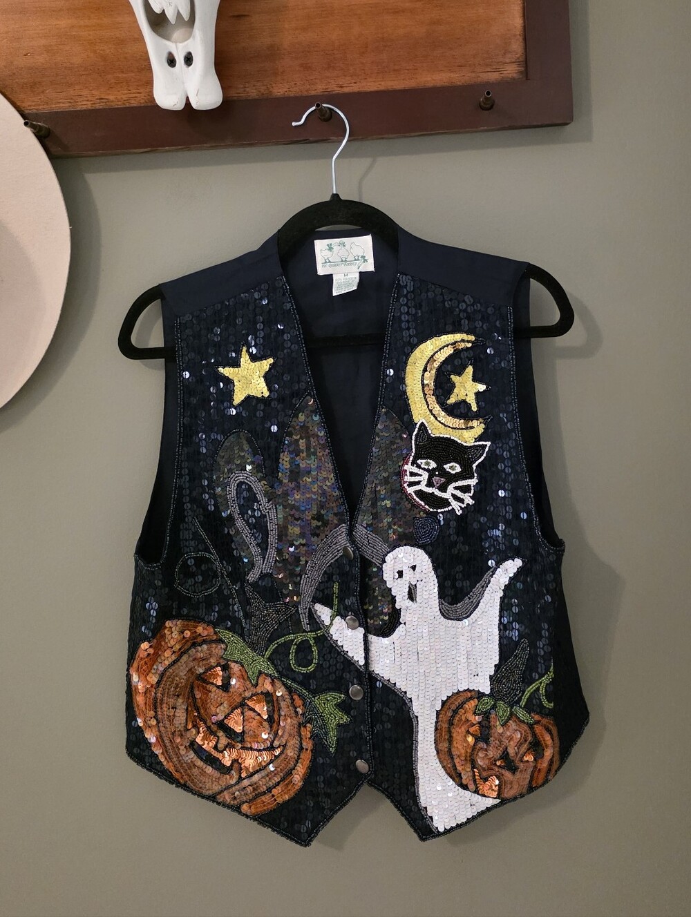 Vintage Halloween Sequin Vest The Quacker Factory